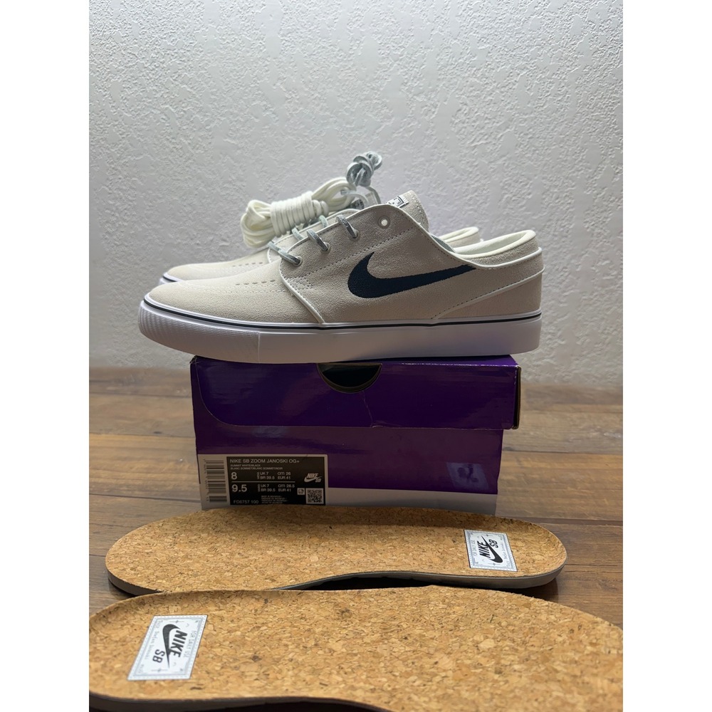 Nike SB Zoom Janoski OG+ Summit White Black Suede FD6757-100 Mens 8 Womens 9.5